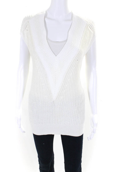 Rag & Bone Womens Deep V Neck Oversize Sweater Vest White Ivory Size Small