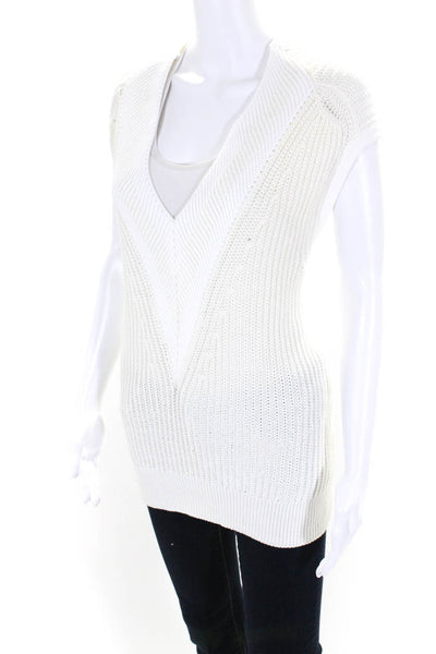 Rag & Bone Womens Deep V Neck Oversize Sweater Vest White Ivory Size Small