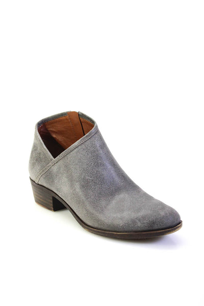 Lucky Brand Womens Low Heel Almond Toe Booties Boots Gray Leather Size 37.5 7.5