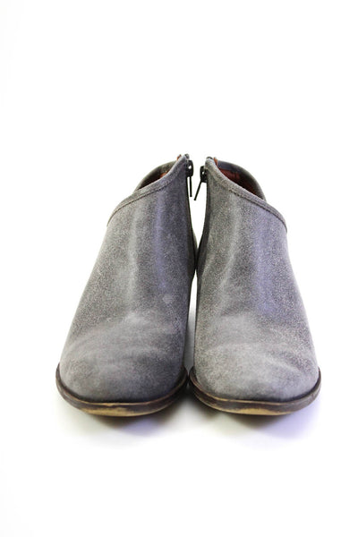 Lucky Brand Womens Low Heel Almond Toe Booties Boots Gray Leather Size 37.5 7.5