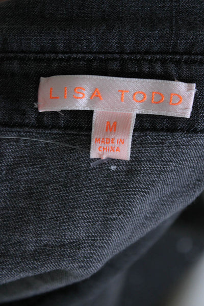 Lisa Todd Todd Women's Cotton Splatter Print Button Down Top Gray Size M
