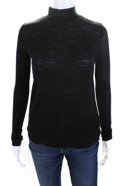 Halston Heritage Women's Long Sleeve Mock Neck Lightweight T-shirt Black Size S