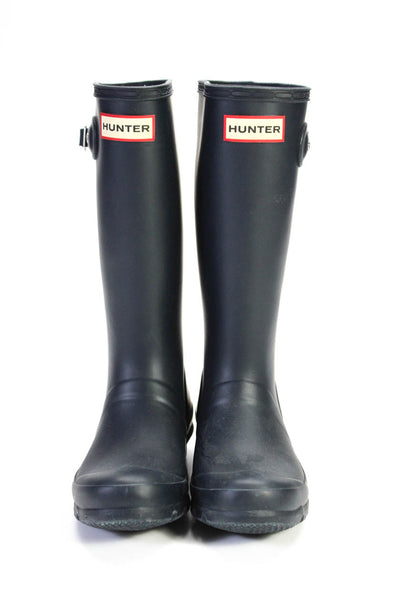 Hunter Kid's Round Toe Mid-Calf Rubber Rain Boot Navy Blue Size 1