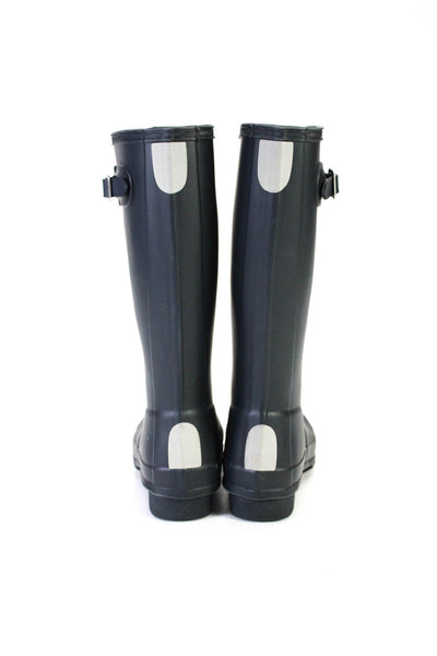 Hunter Kid's Round Toe Mid-Calf Rubber Rain Boot Navy Blue Size 1