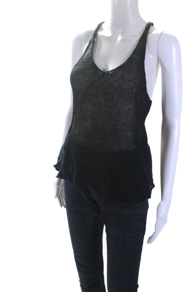 Margaret OLeary MOL Knits Womens Loose Knit Racerback Tank Top Navy Size Medium