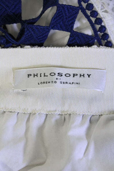 Philosophy Di Lorenzo Serafini Womens Crochet A Line Maxi Skirt White Blue Size