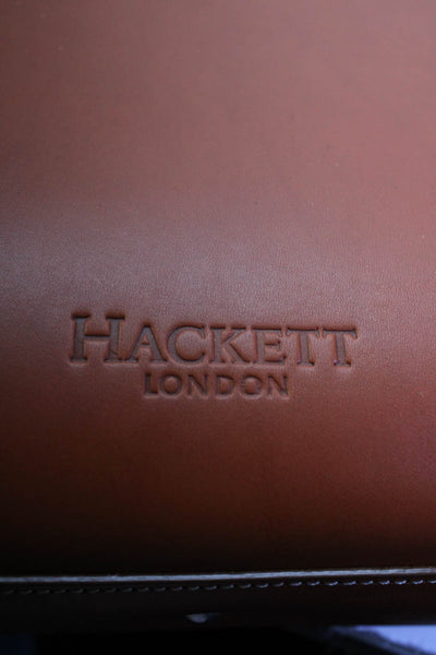 Hackett Womens Leather Silver Tone Flap Shoulder Briefcase Brown