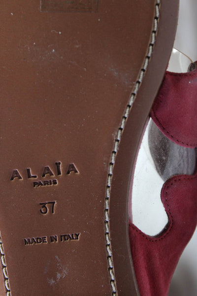 Alaia Womens Suede Thong Ankle Strap Sandals Pink Clear Size 37 7