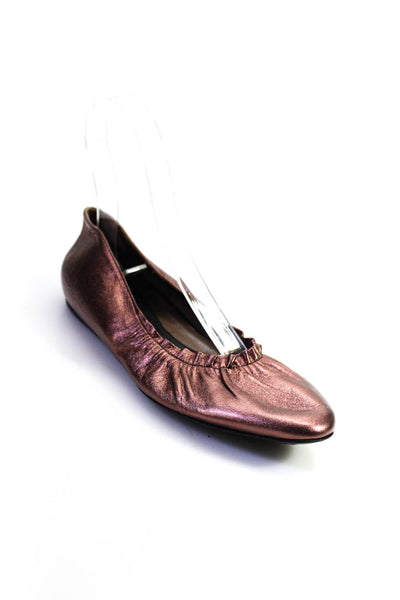 Jil Sander Womens Leather Slide On Ballet Flats Pink Metallic Size 37 7