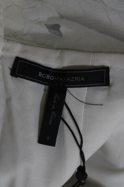 BCBGMAXAZRIA Women's Faux Leather Mesh Back Cutout Bodycon Dress Cream Size 0