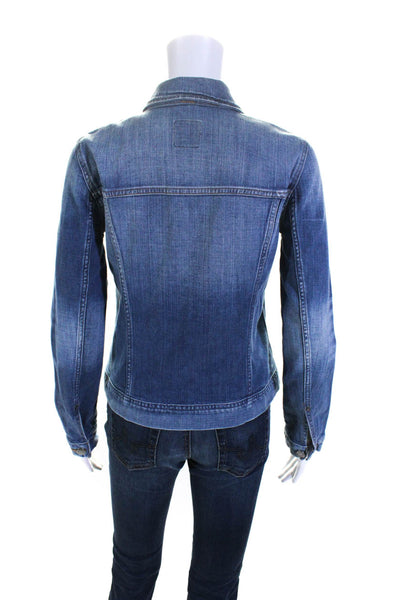 J Crew Women's Cotton Cotton Down Denim Jacket Blue Size XS