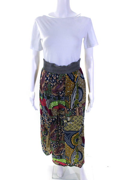 Edme & Esyllte Womens Mixed Print Elastic Waist Midi Skirt Multicolor Size 8