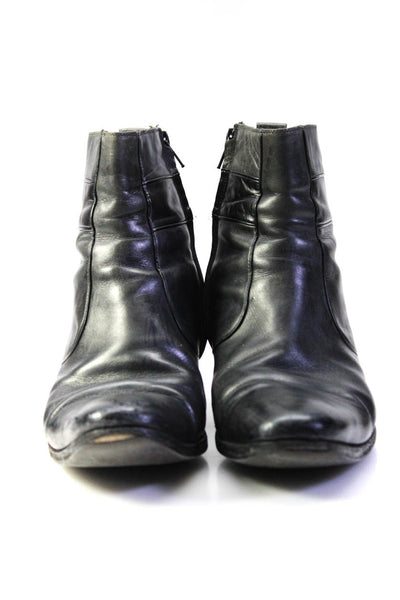 Christian Dior Mens Black Leather Zip Block Heels Ankle Boots Shoes Size 11.5