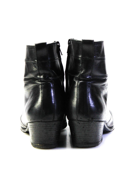 Christian Dior Mens Black Leather Block Heels Zip Ankle Boots Shoes Size 11.5
