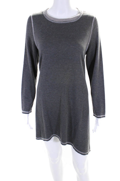 IC By Donnie K Women's Round Neck Long Asymmetrical Mini Dress Gray Size M