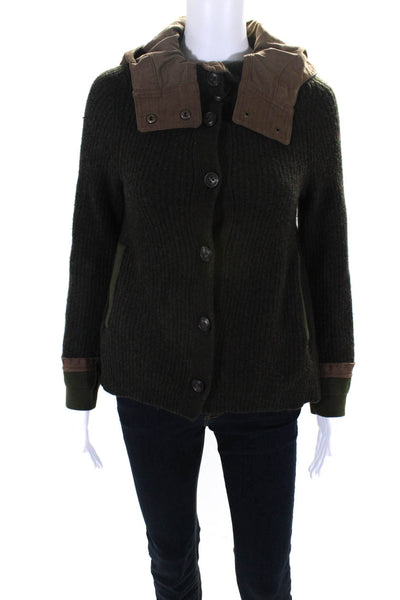 Sleeping On Snow Anthropologie Women's Hood Button Up Jackets Green Size S