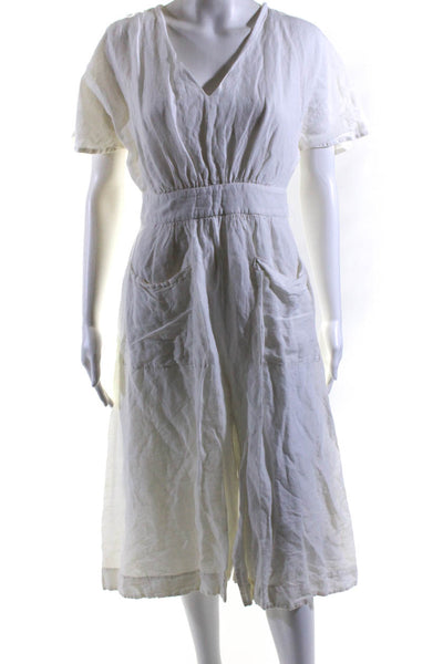 Madewell Women's V-Neck Short Sleeves Slit Hem Midi Dress White Size 2 Lot 2