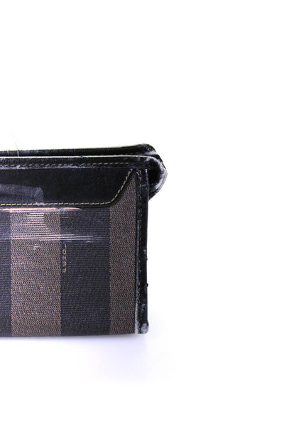 Fendi Womens Two Tone Brown Leather Zip Makeup Case Bag