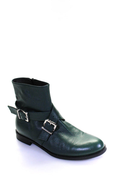 Andrea Carrano Womens Green Leather Buckle Detail Ankle Boots Shoes Size 8