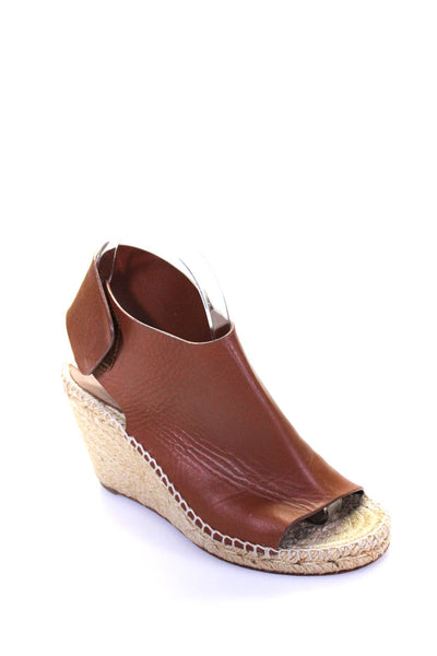 Celine Womens Brown Espadrille Open Toe Wedge Heels Sandals Shoes Size 7