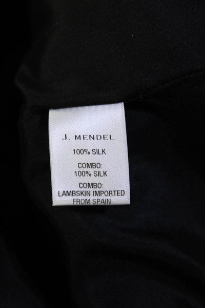 J. Mendel Womens Black Silk Leather V-Neck Sleeveless Fit & Flare Dress Size 8