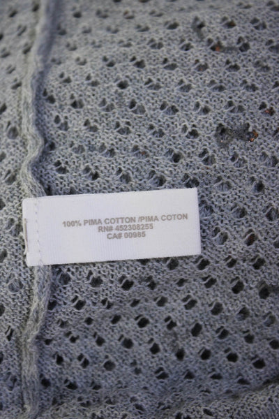 Skin Womens Metallic Splatter Perforated Knit V Neck Sweater Gray Copper Medium