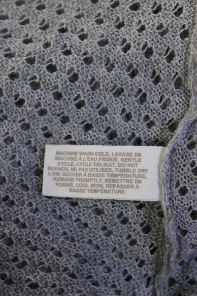 Skin Womens Metallic Splatter Perforated Knit V Neck Sweater Gray Copper Medium