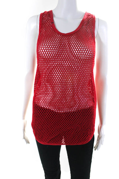 Isabel Marant Womens Scoop Neck Sleeveless Woven Open Knit Tank Top Red Size 3