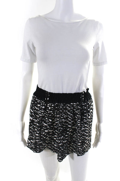 Isabel Marant Womens Spotted Elastic Waist Zippered Skirt Gray White Size 38