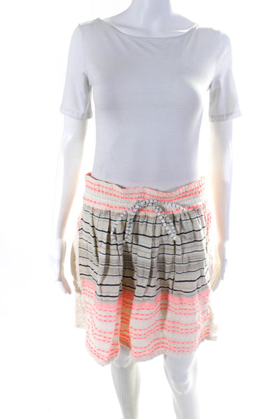 Ace & Jig Womens Striped Drawstring Waist Pocket Casual Skirt Beige Coral Size M