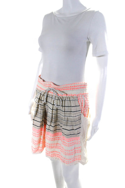 Ace & Jig Womens Striped Drawstring Waist Pocket Casual Skirt Beige Coral Size M