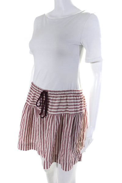 Xirena Womens Striped Drawstring Waist Pocket Casual Skirt Red White Size M