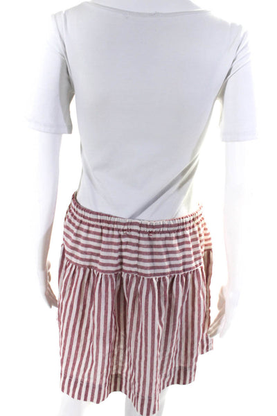 Xirena Womens Striped Drawstring Waist Pocket Casual Skirt Red White Size M