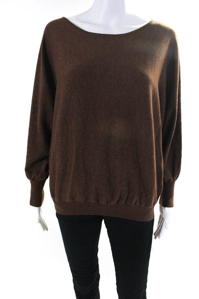 Lilla P Womens Round Neck 3/4 Dolman Sleeve Sweater Brown Size Small