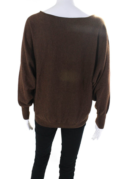 Lilla P Womens Round Neck 3/4 Dolman Sleeve Sweater Brown Size Small