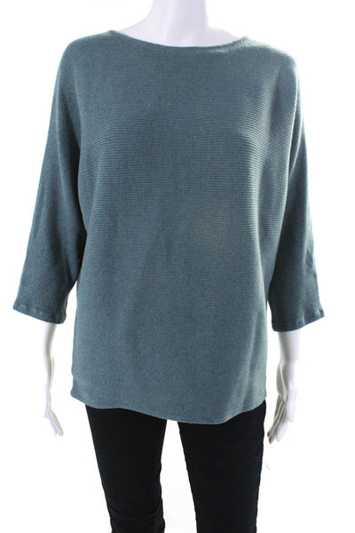 R Label The Reset Womens Ribbed Dolman Sleeve Crew Neck Sweater Blue Size S/M