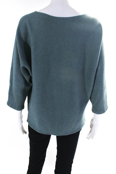 R Label The Reset Womens Ribbed Dolman Sleeve Crew Neck Sweater Blue Size S/M