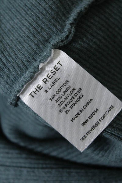 R Label The Reset Womens Ribbed Dolman Sleeve Crew Neck Sweater Blue Size S/M