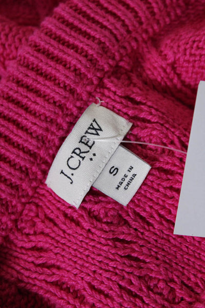 J Crew Womens Thick Cable Knit Oversize Crew Neck Sweater Hot Pink Size Small