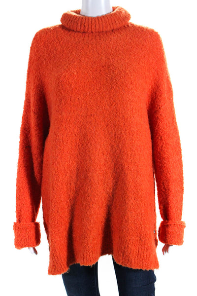 Sweaty Betty Womens Long Sleeved Zippered Side Turtleneck Sweater Orange Size M