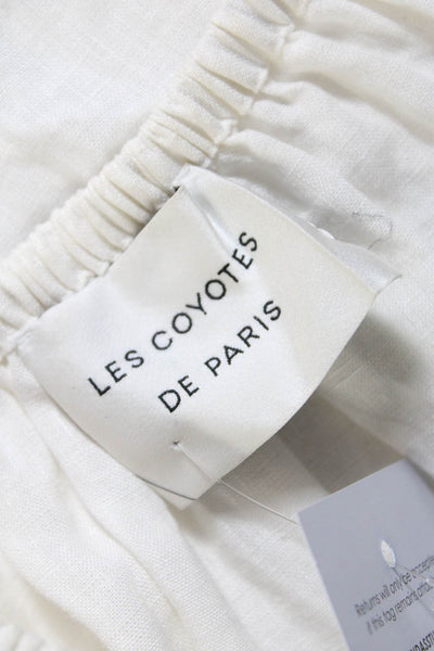 Les Coyotes De Paris Womens Long Sleeve Off Shoulder Linen Top White Size Small