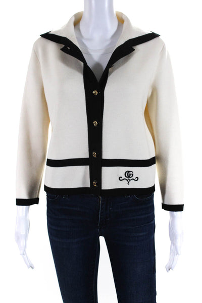 Gucci Womens Wool Striped Buttoned Collared Long Sleeve Cardigan Cream Size XS