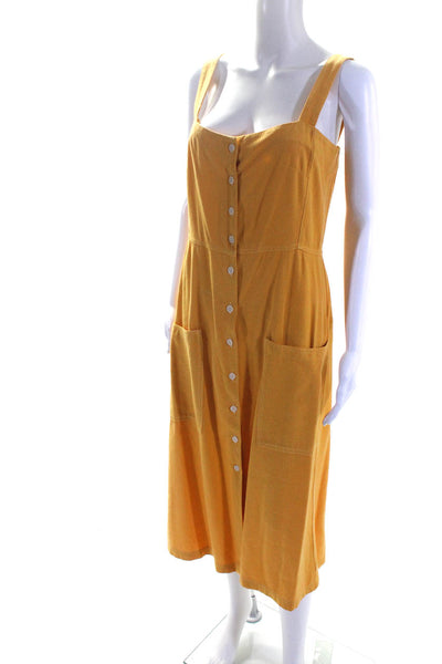 Levis Womens Silk Sleeveless Button Down Maxi Dress Yellow Size 2