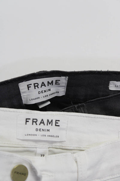 Frame Womens White Ripped Jeanne Crop Skinny Leg Denim Jeans Size 27 26 LOT 2