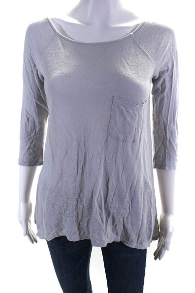 Alice + Olivia Women's Round Neck Long Sleeves Blouse Gray Size XS