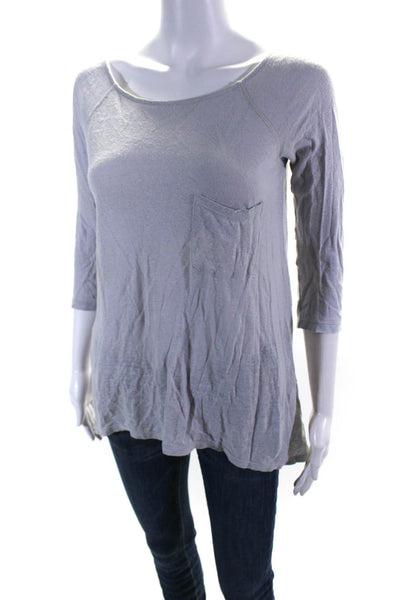 Alice + Olivia Women's Round Neck Long Sleeves Blouse Gray Size XS