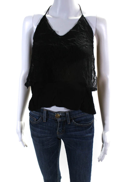 Lovers + Friends Women's V-Neck Spaghetti Straps Lace Tank Top Black Size XS