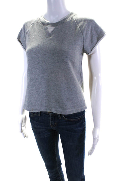 T Alexander Wang Womens Cotton Round Neck Short Sleeve T-Shirt Gray Size S