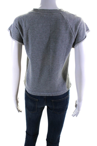 T Alexander Wang Womens Cotton Round Neck Short Sleeve T-Shirt Gray Size S