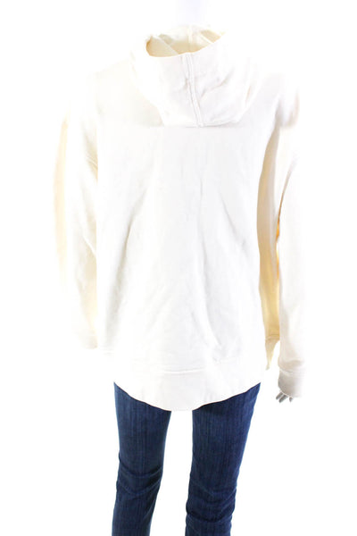 Vince Womens Knit Terry Hooded Button Up Cardigan Jacket Ivory Size Small